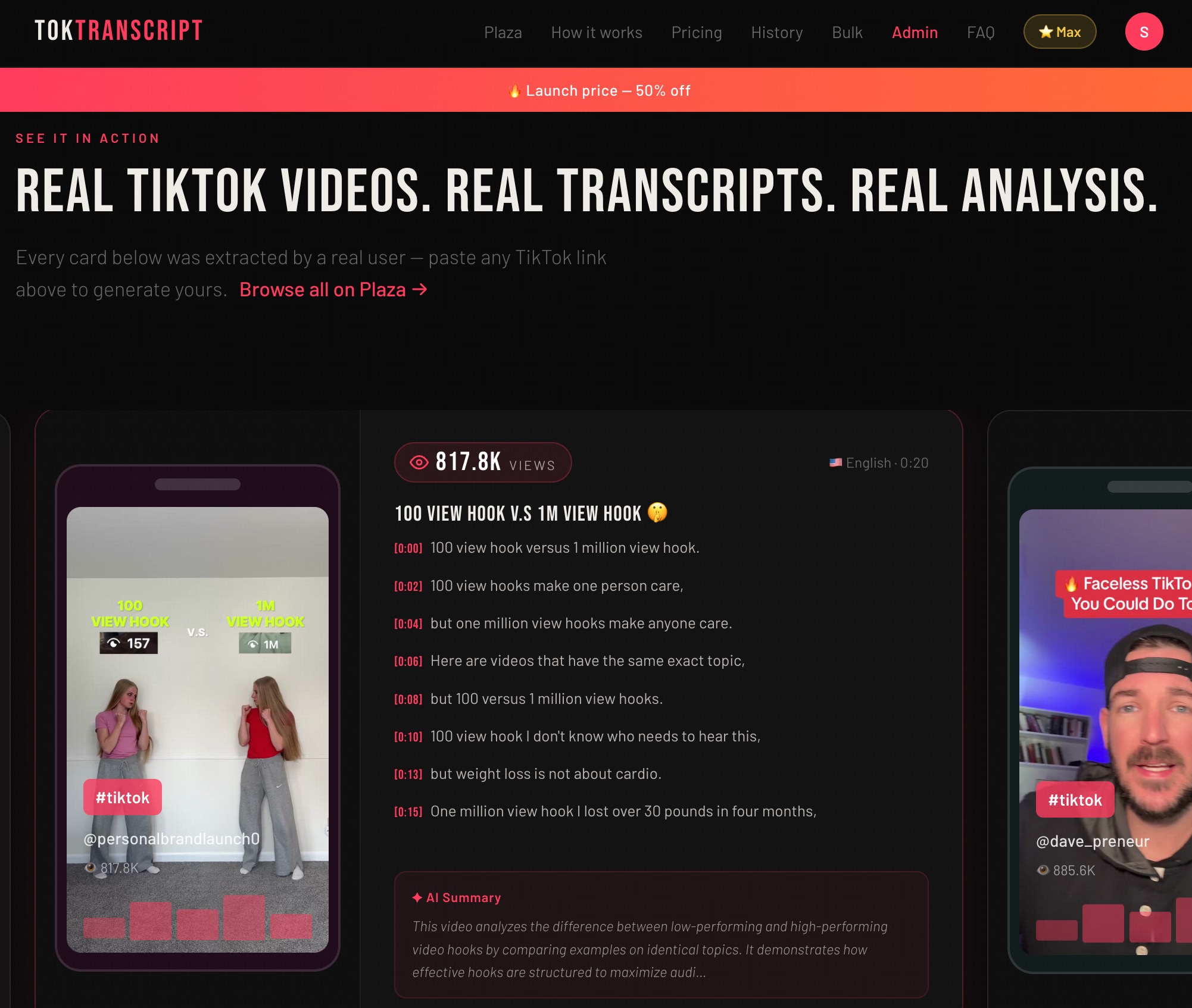 TokTranscript preview