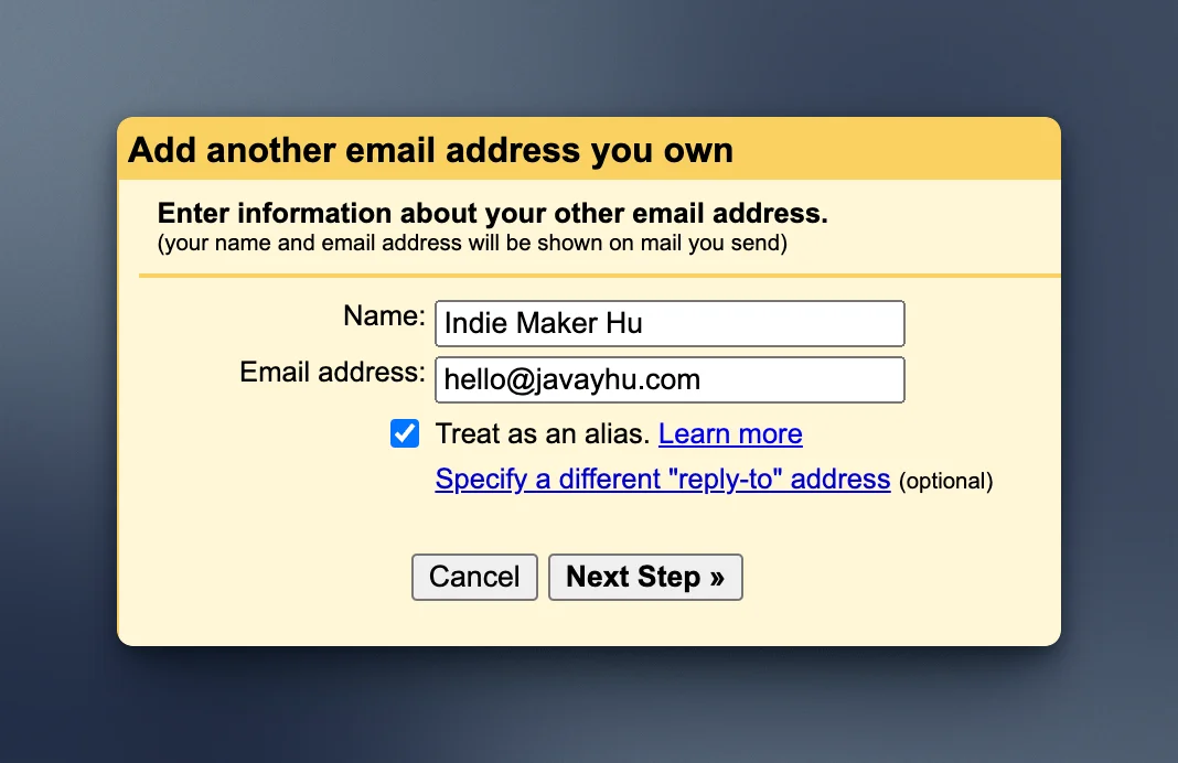 gmail add another email address
