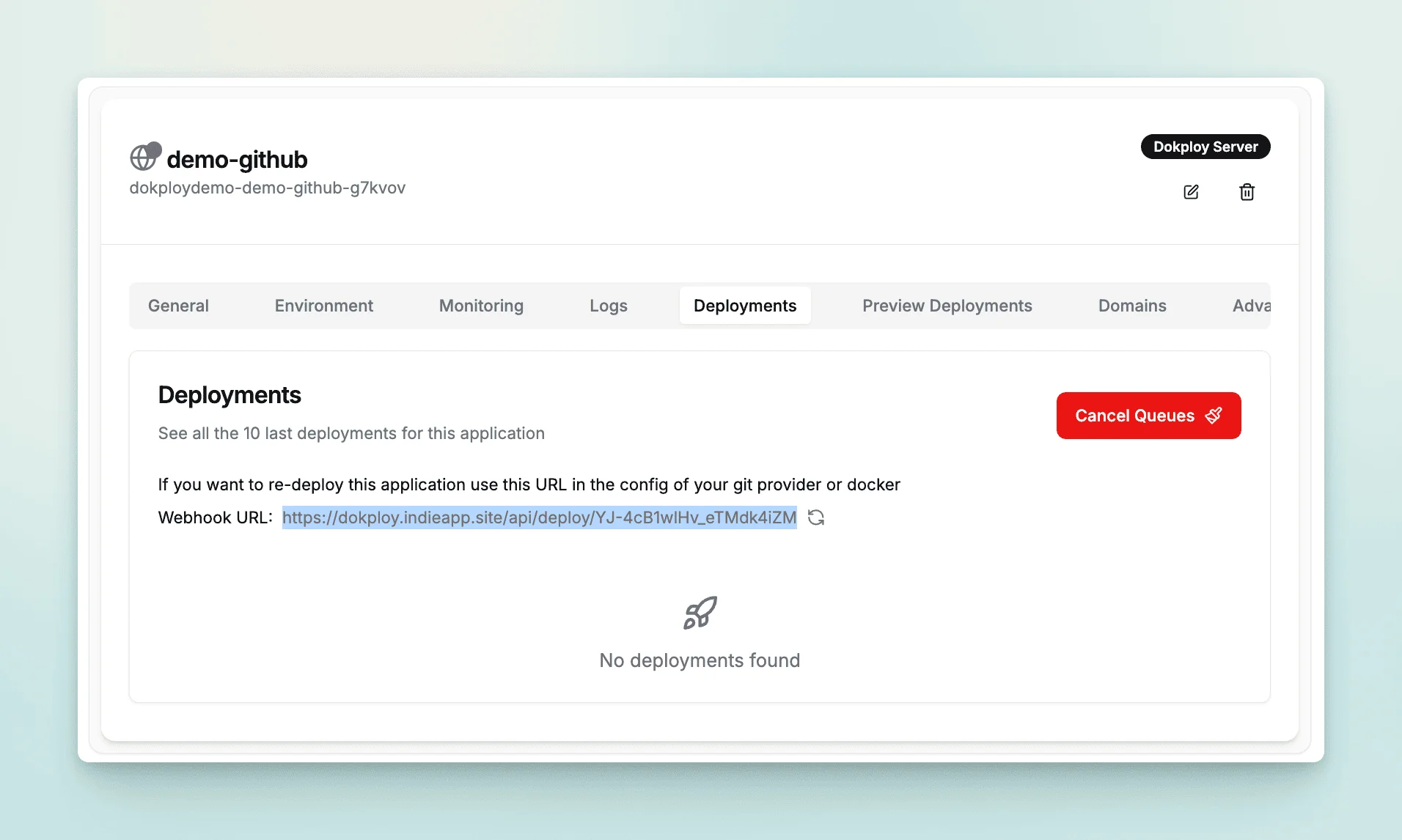 deployment webhook url