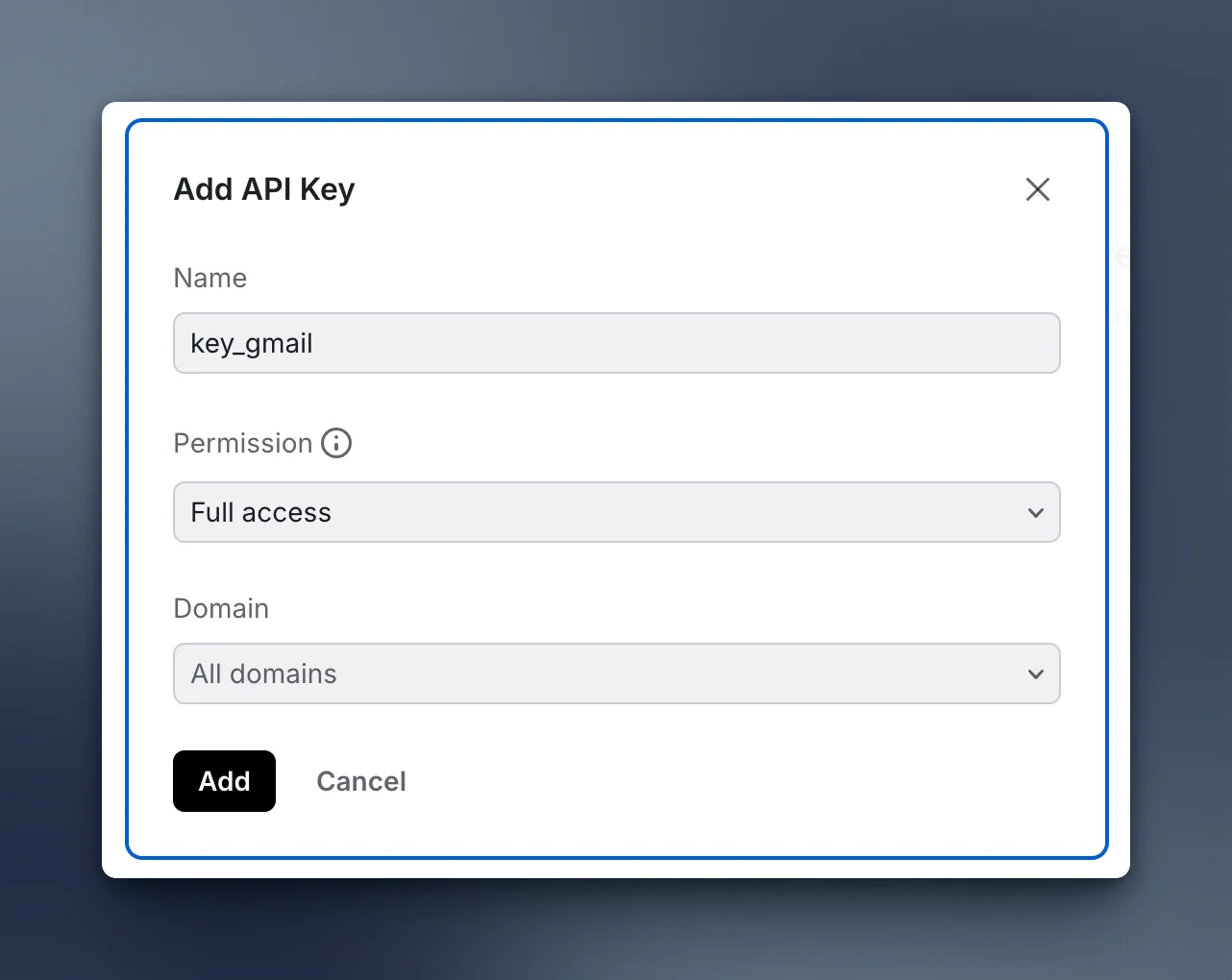 resend add api key
