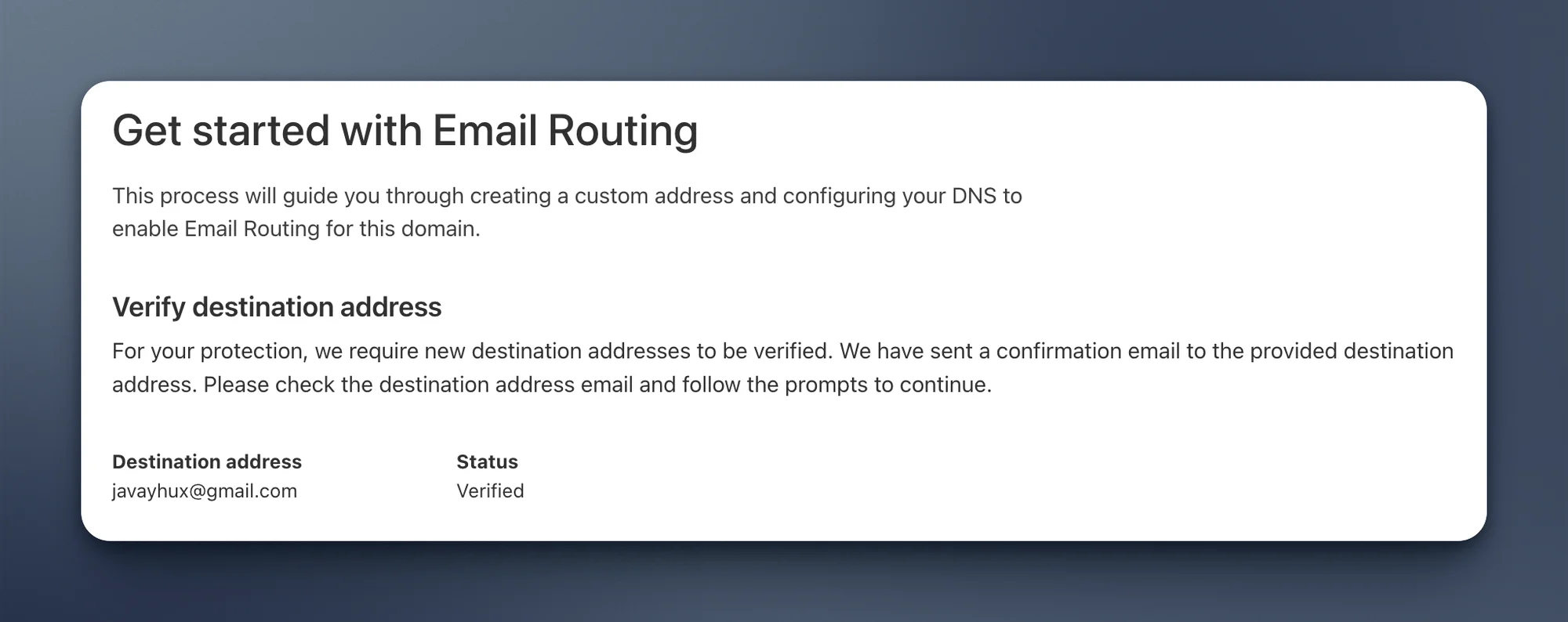 cloudflare verify destination address
