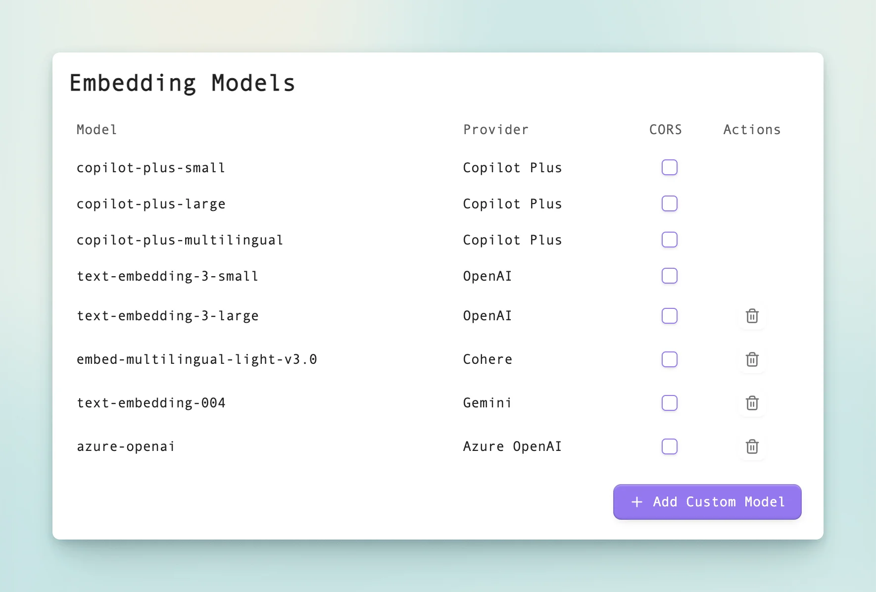 add custom Embedding model