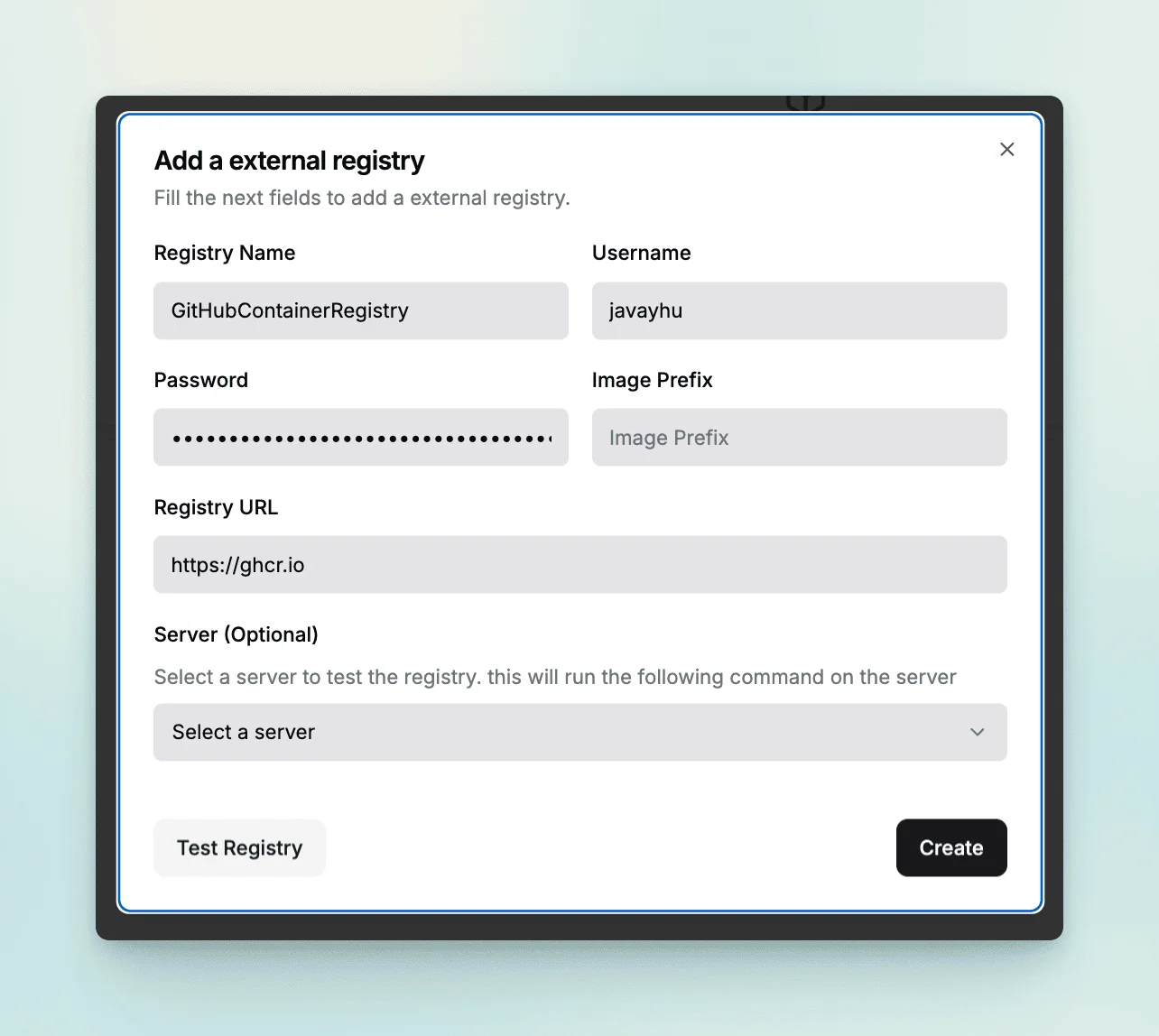 add external registry